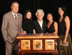 Erik's custom commission for President Bush and the First Lady Barbara Bush: a handcrafted cedar chest honoring his service during WWII.
